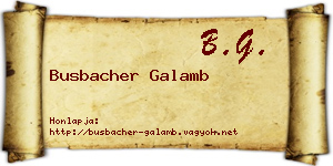 Busbacher Galamb névjegykártya